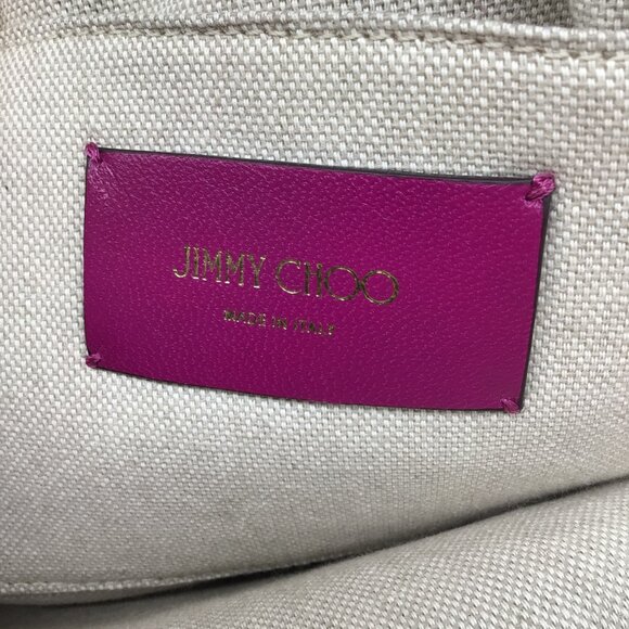 Jimmy Choo Cassie Magenta / Grape I Want Choo Logo Intarsia Sherling Backpack - Picture 7 of 8